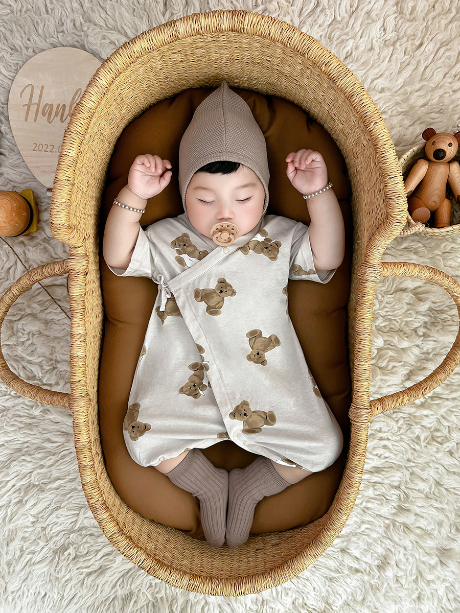 可心哈尼婴儿衣服a类纯棉夏季薄款连体衣初生宝宝夏装短袖哈衣