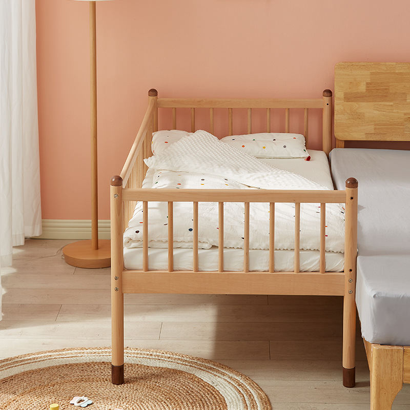 儿童房全实木床儿童带护栏婴儿床宝宝床榉木加宽床拼接床边小床
