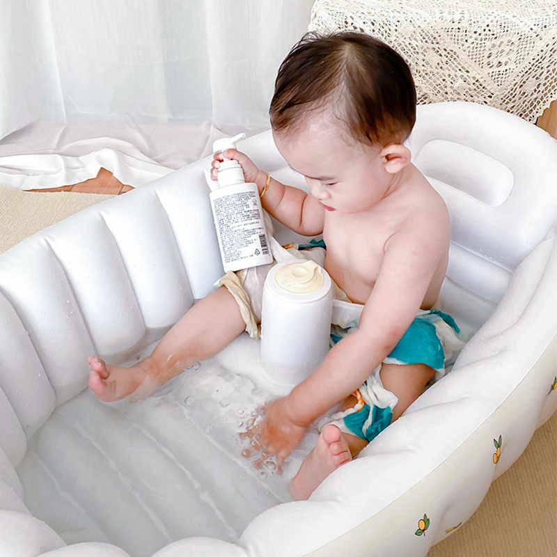 ins韩风可折叠婴儿充气洗浴盆宝宝坐躺家用儿童游泳池防滑洗澡盆