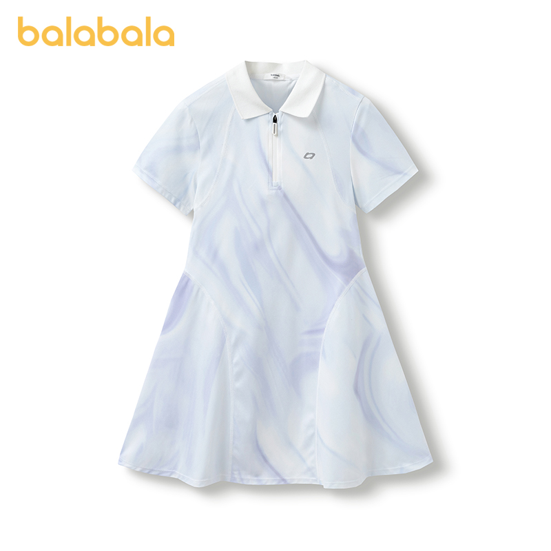 巴拉巴拉女童连衣裙中大童网球服速干裙子2024夏装新款儿童童装薄