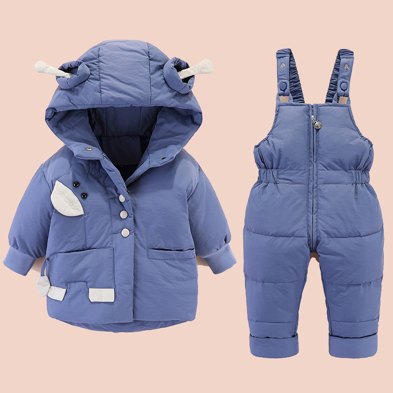 新款宝宝羽绒服男童套装洋气加厚小童1-3岁婴儿冬装儿童外套反季