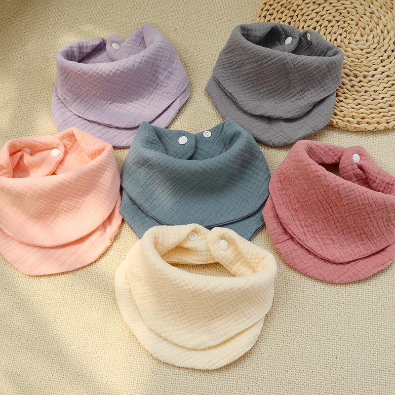 新生儿宝宝素色两用棉纱三角巾 4层棉纱柔软吸水婴儿口水巾围兜