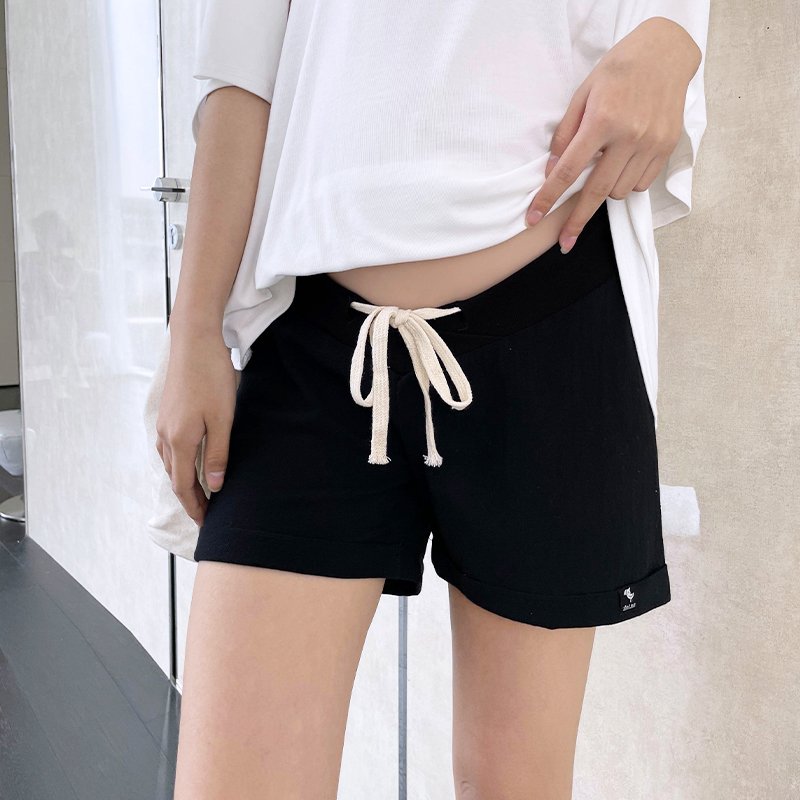 推荐孕妇裤白色夏季新款全棉透气薄款运动低腰托腹抽绳孕妇短裤20