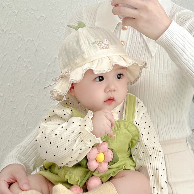 婴儿帽子春秋季薄款渔夫帽夏季婴幼儿遮阳防晒帽女宝宝外出太阳帽