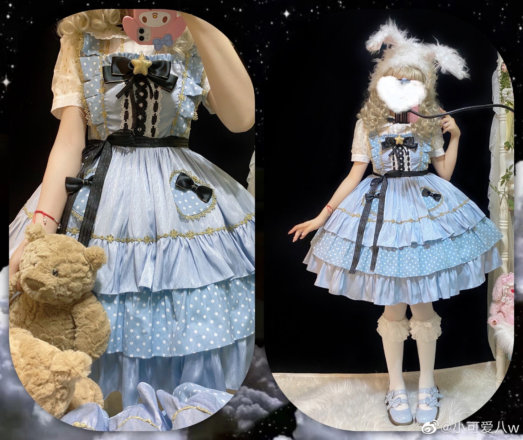 【现货】 奇妙物语jsk 三段波点拼接连衣裙 原创lolita 洋装