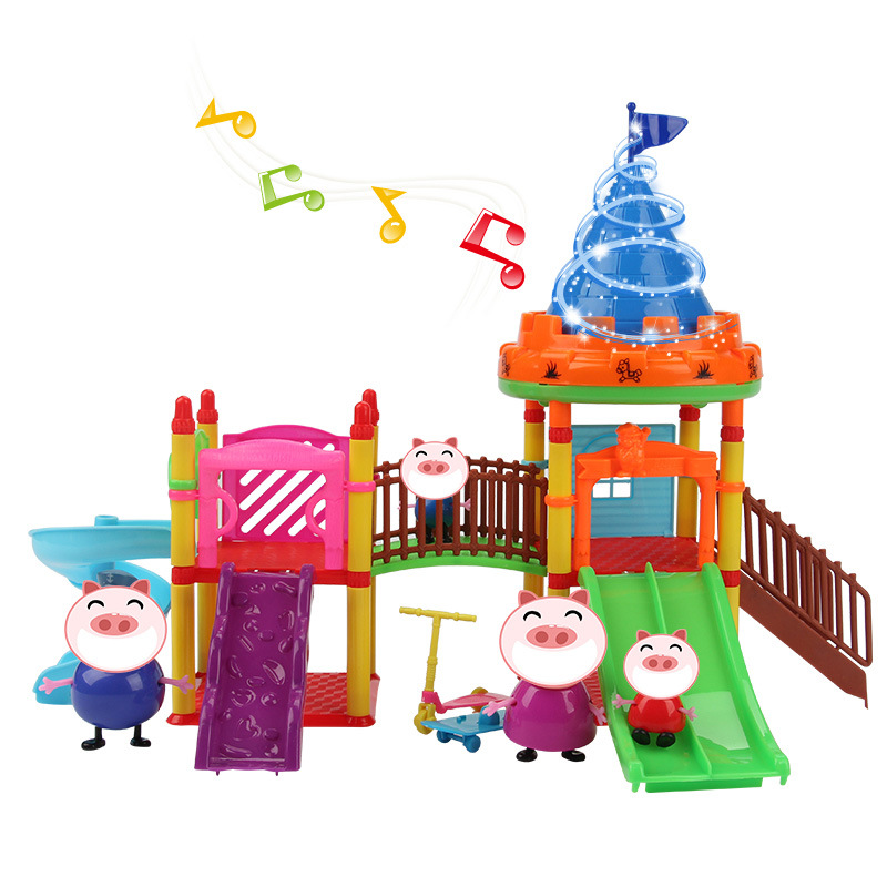 儿童小猪过家家游乐场玩具男女孩益智玩具带音乐灯光猪小妹猪一家