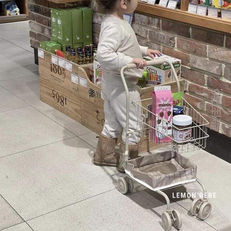 ins韩国手推车儿童宝宝生日礼物[迷你女孩过家家玩具超市男购物车