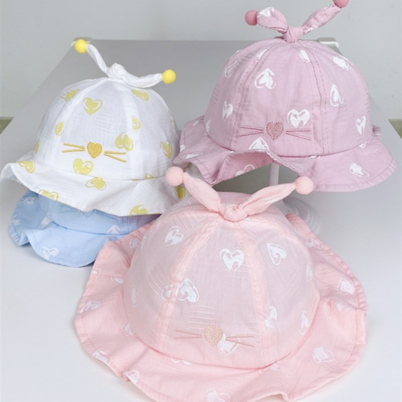 新生儿太阳帽男女宝宝外出防晒帽夏季薄款渔夫帽0一6月婴儿遮阳帽