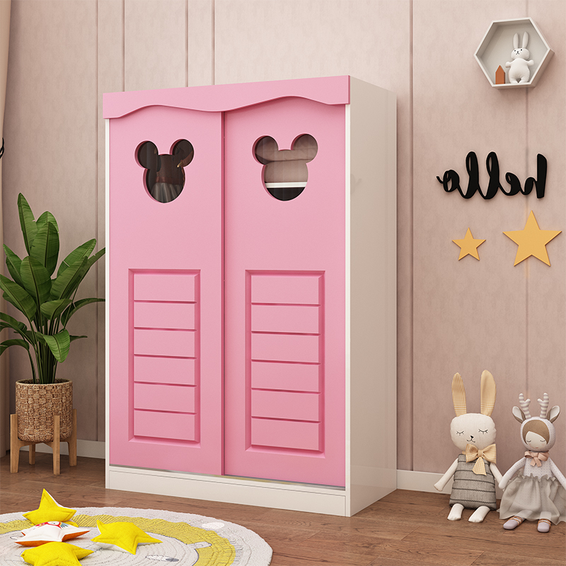 儿童衣柜实木现代简约家用卧室柜子卡通风格男孩女孩儿童房衣橱