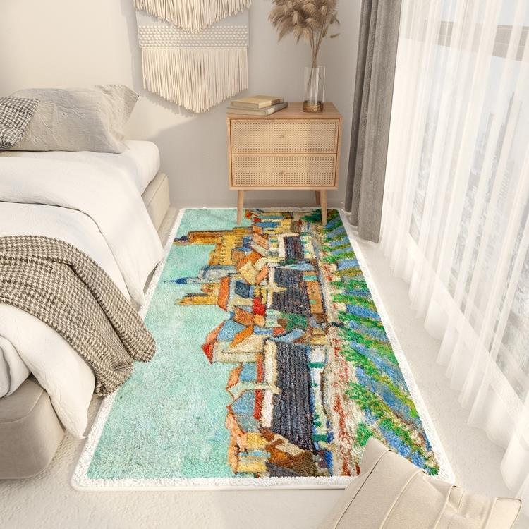 梵高创意风景 长条床边地毯客厅卧室加厚床前沙发脚垫飘窗地垫轻
