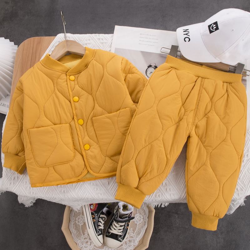 儿童棉衣男童轻薄棉服套装小童洋气外穿两件套婴儿冬季保暖秋冬潮