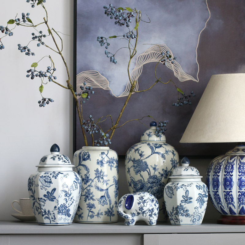 清汤卧果 景德镇陶瓷花瓶摆件新中式古典客厅大号装饰插花花器