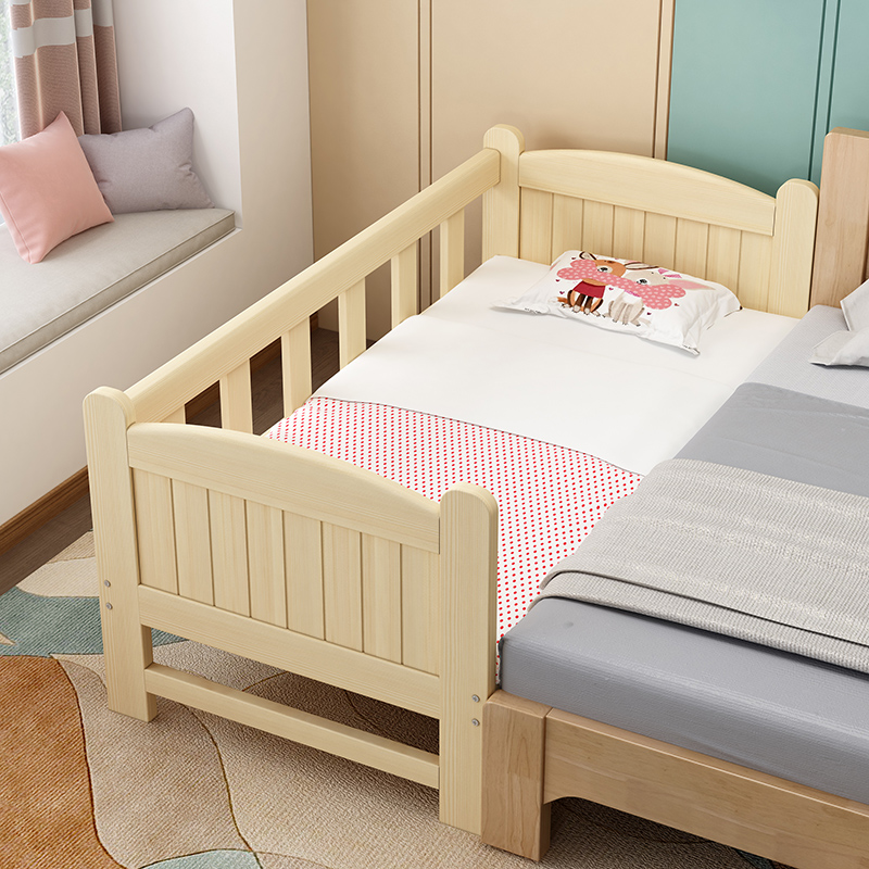 速发实木儿童拼接床婴儿大床加宽床拼接宝宝小床床边神器平接床儿