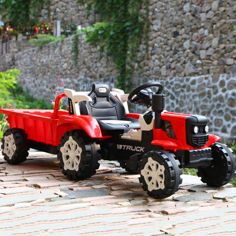 新款网红儿童拖拉机遥控四轮汽车可坐人超大号带斗仿真手扶电动玩