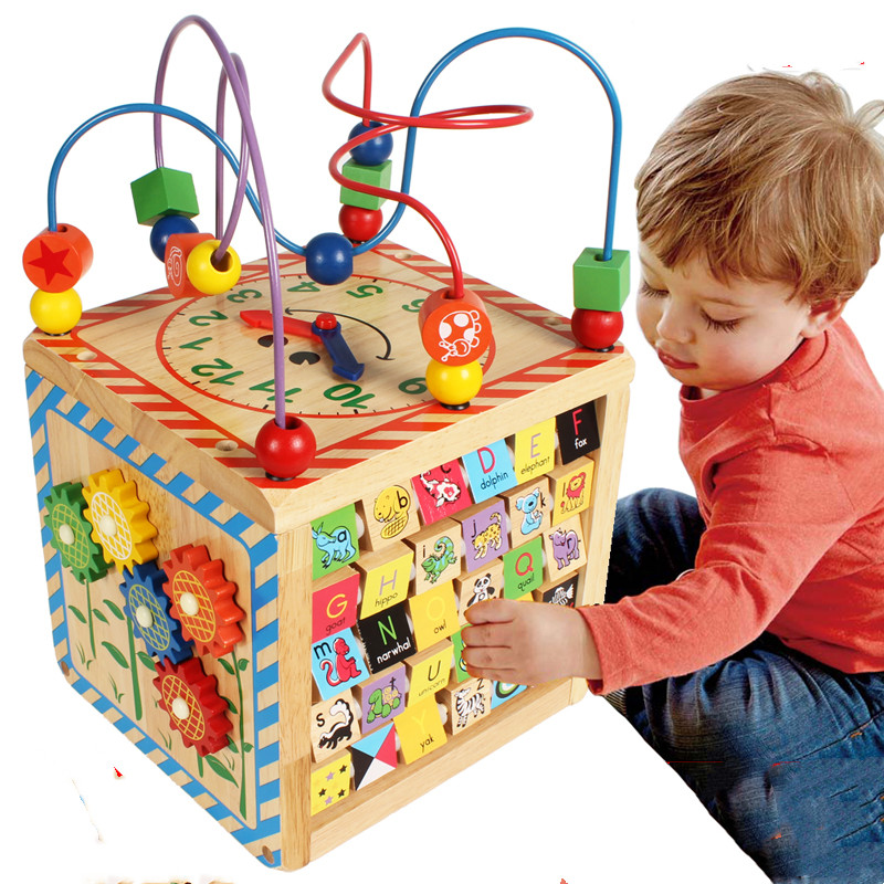 婴幼儿木制多功能大绕珠百宝箱玩具智力盒串珠宝宝敲琴益智1-3岁
