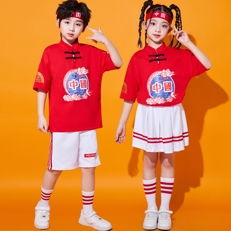 六一儿童啦啦队演出服中国风小学生运动会服装幼儿园合唱服舞蹈服