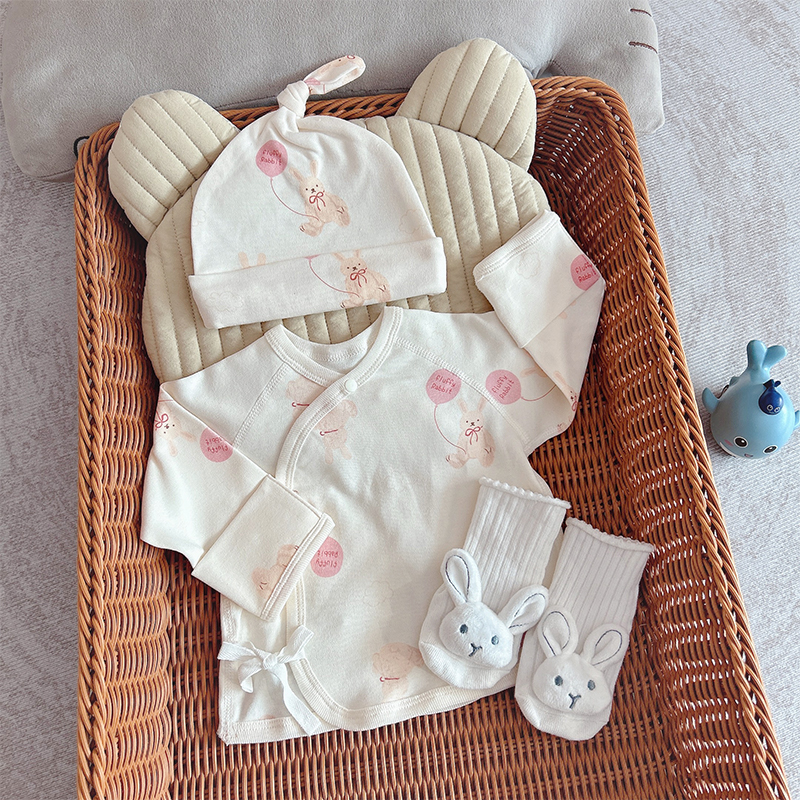 新生婴儿四季产房衣服宝宝纯棉长袖半背衣初生上衣和尚服春秋内衣