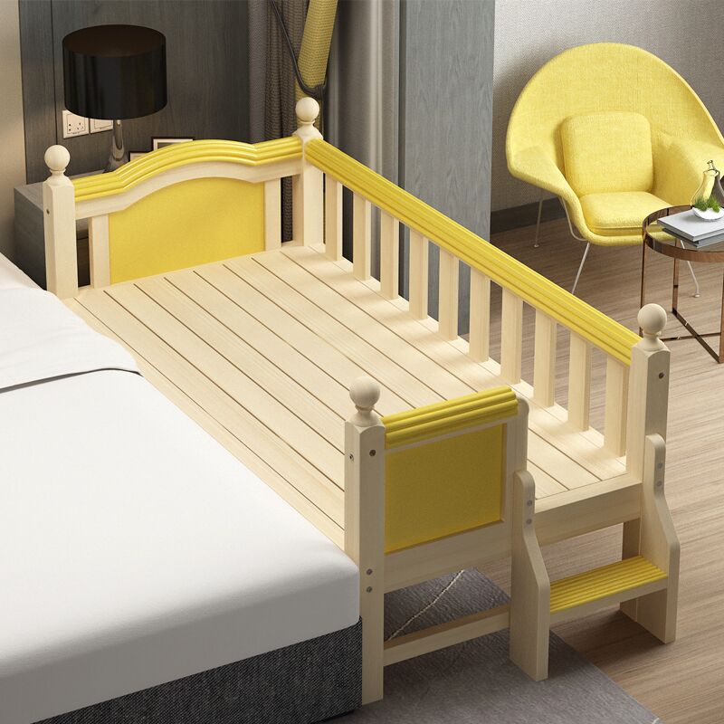儿童床带护栏单人床男孩女孩公主实木小床宝宝边床加宽拼接大床