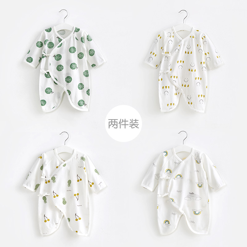 新生婴儿衣服夏季纯棉0长袖3月和尚蝴蝶衣薄款哈衣初生宝宝连体衣