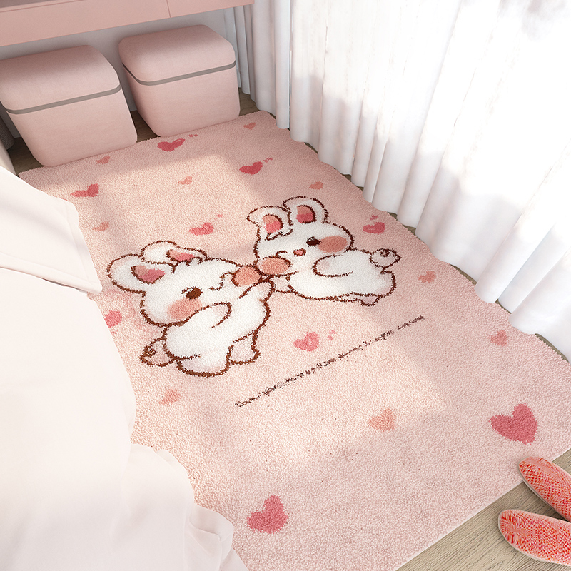 新客减地毯卧室床边毯少女孩儿童女童房间客厅垫子毛绒公主风床前