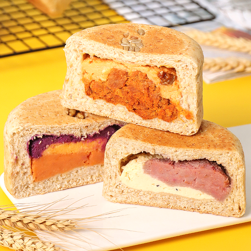 橡木盾车轮饼全麦面包欧包早餐粗粮手作奶酪肉粉松代餐零食品整箱