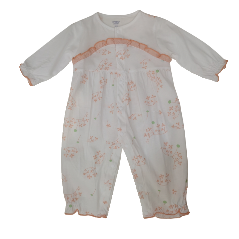 时尚小熊婴儿夏季纯棉连体哈衣薄款爬服男女宝宝长袖空调服衫睡衣
