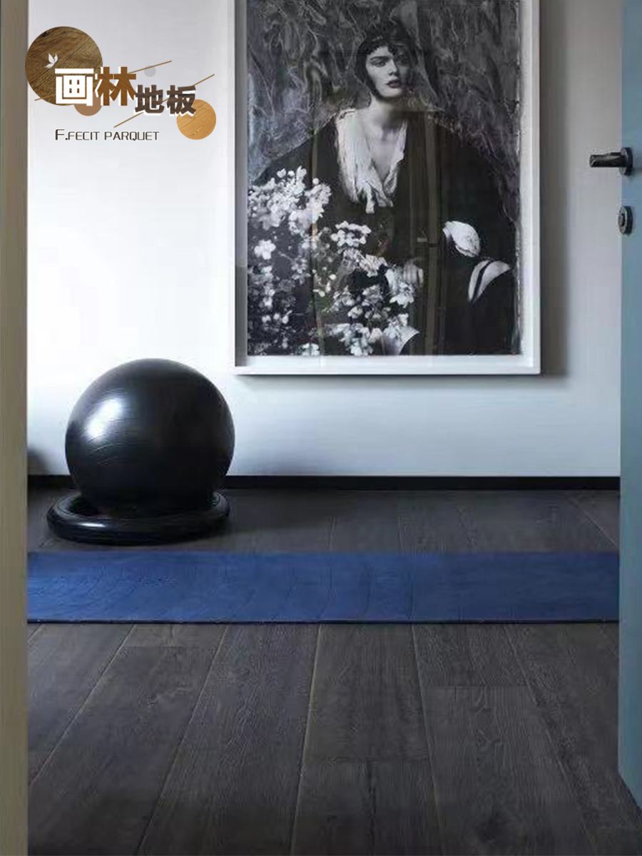画林 法兰西3号灰色三层实木复合木地板手抓纹橡木简约家用含安装