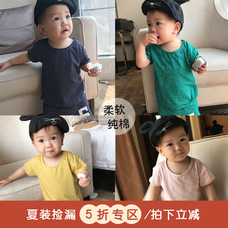 新品宝宝t恤短袖男0-1岁女婴儿衣服纯棉半袖夏季儿童装薄款上衣3