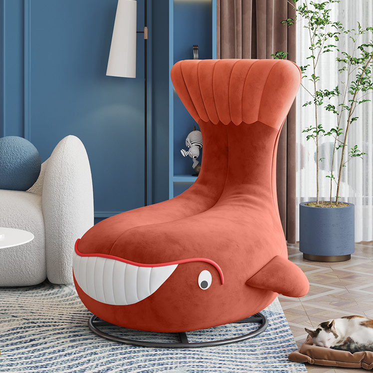 鲸鱼动物休闲沙发坏笑鲨鱼可旋转高背单人椅子小户型懒人沙发阳台