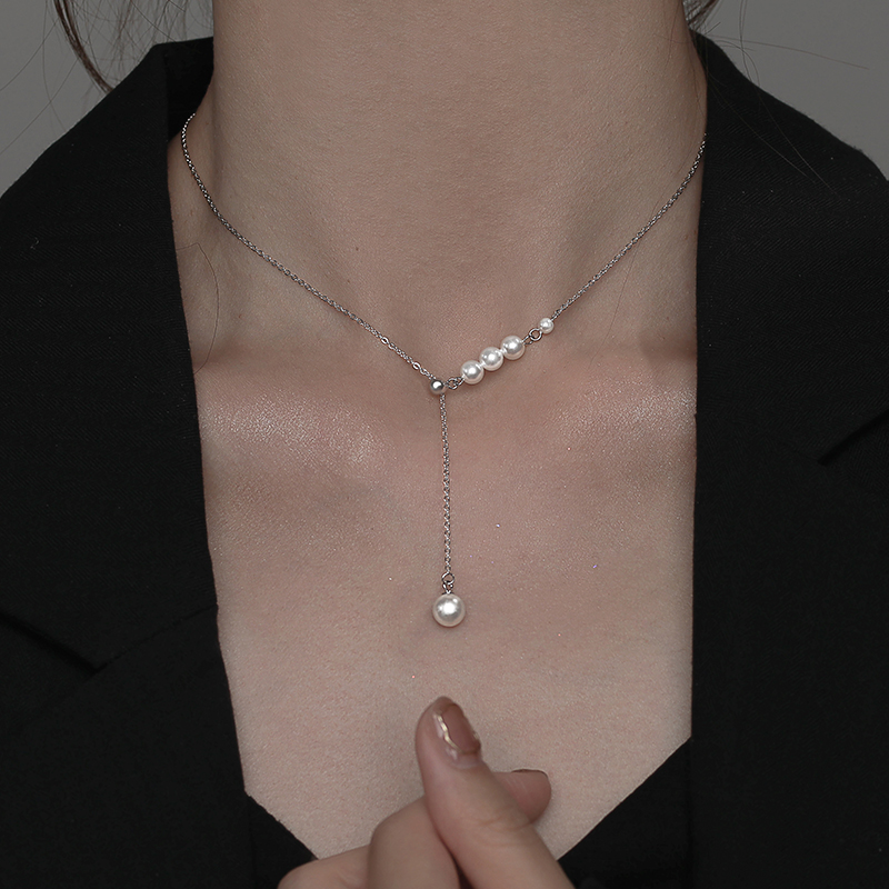 S999纯银珍珠项链2024新款爆款轻奢小众锁骨链女高级感颈链配饰品