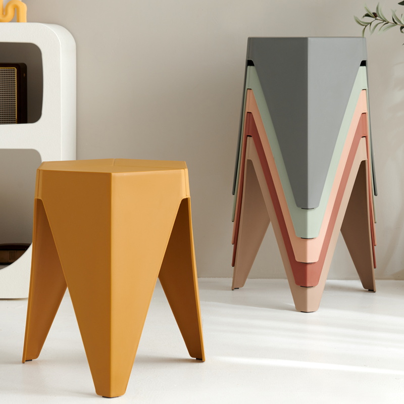 北欧凳子现代简约餐凳塑料圆凳创意时尚网红家用方凳可堆叠放凳子