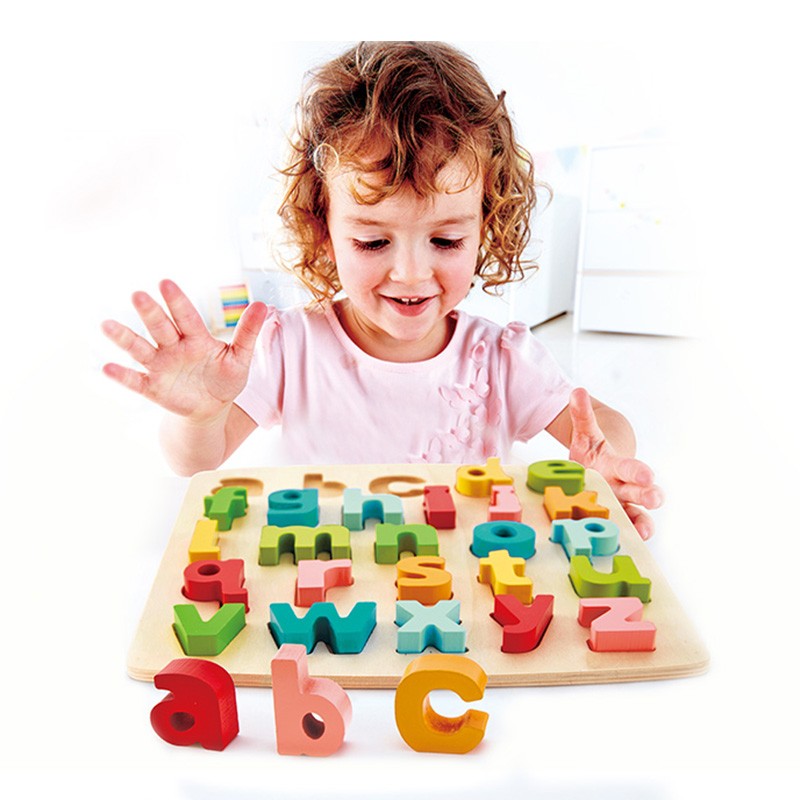 Hape四阶立体字母拼图儿童木质拼板益智力玩具3-6岁宝宝木制大写