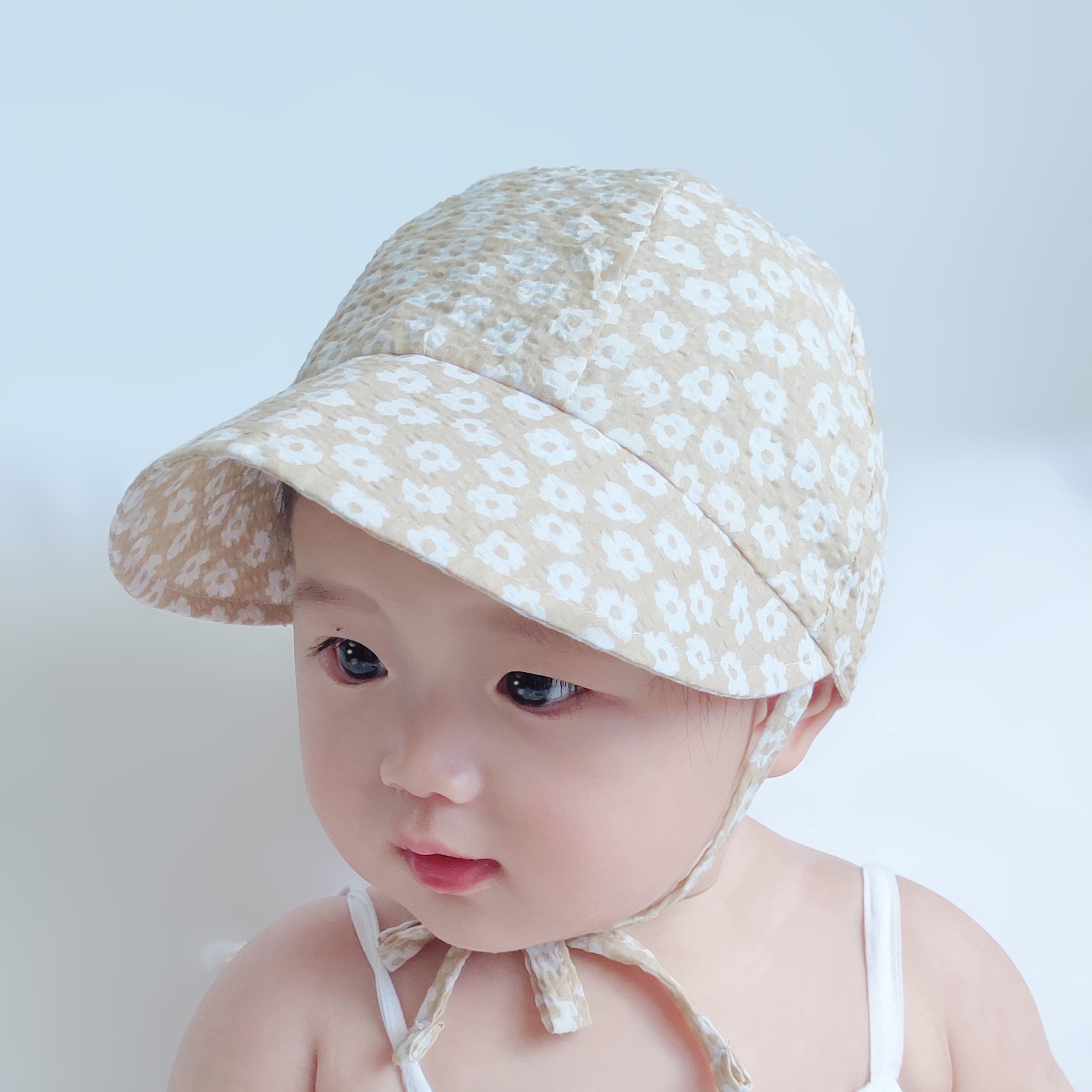 婴儿帽子儿童遮阳帽秋薄款防紫外线男新生儿宝宝防晒太阳帽