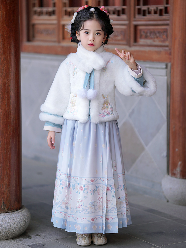 古风唐装中国风加绒儿童冬季新款套装拜年马面裙女童汉服服2024裙