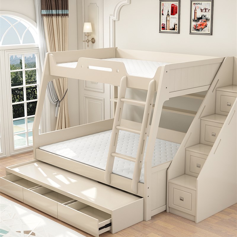 速发双层床小户型组合床高低床儿童白色上下床上下铺拖床子母床