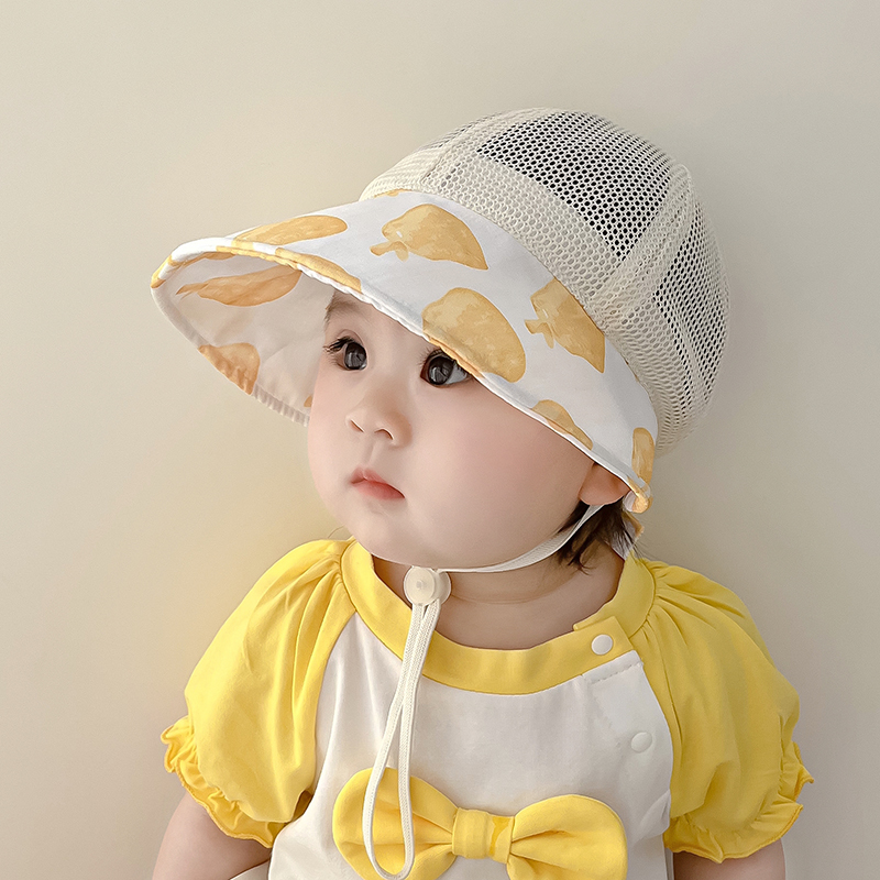 宝宝遮阳帽子夏季薄款男女儿童鸭舌帽防晒透气大檐网眼婴儿棒球帽