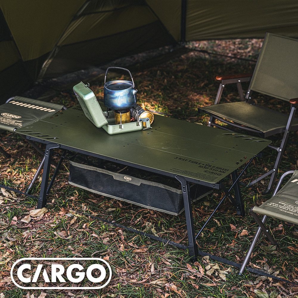 韩国CARGO轻量化露营折叠桌战术风铝合金蛋卷桌户外自驾高度可调
