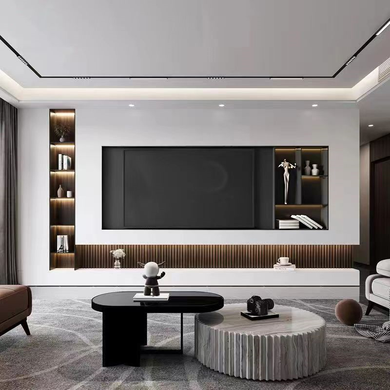 客厅不锈钢电视机嵌入式壁龛背景墙金属钢板柜酒柜展示柜书柜定制