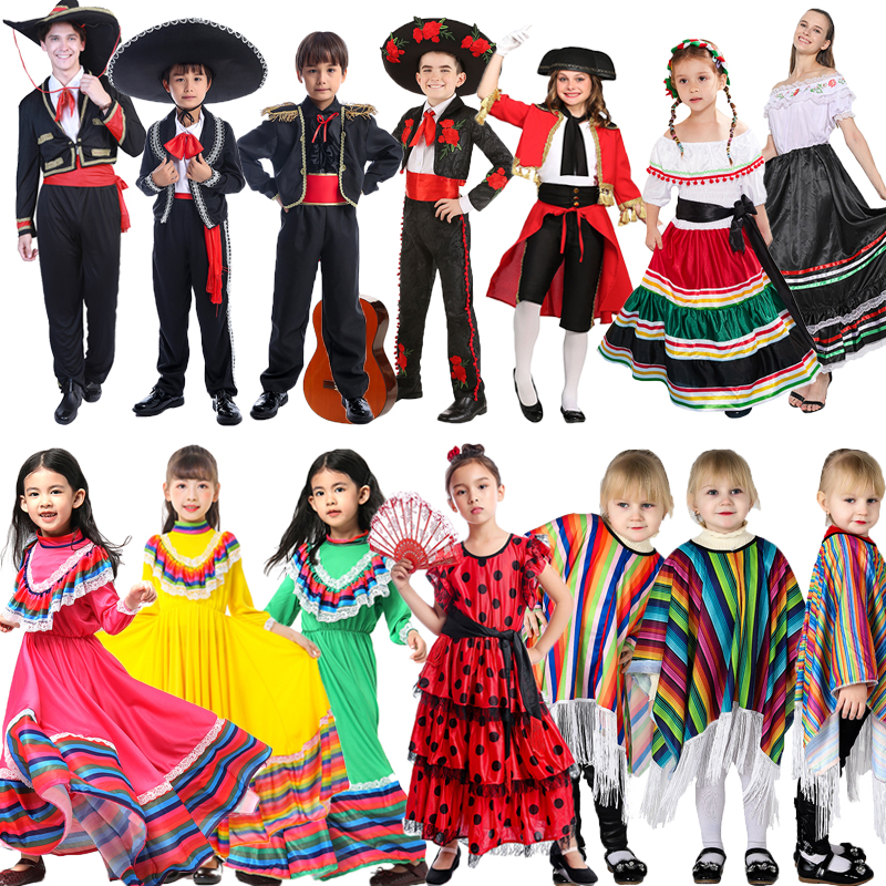 墨西哥风情派对服男女款南美洲民族服装亡灵节派对装文化节艺术服