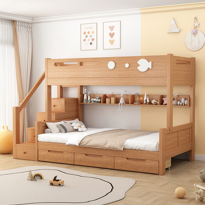 上下床双层床全实木儿童床红橡木上下铺高低床小户型多功能子母床