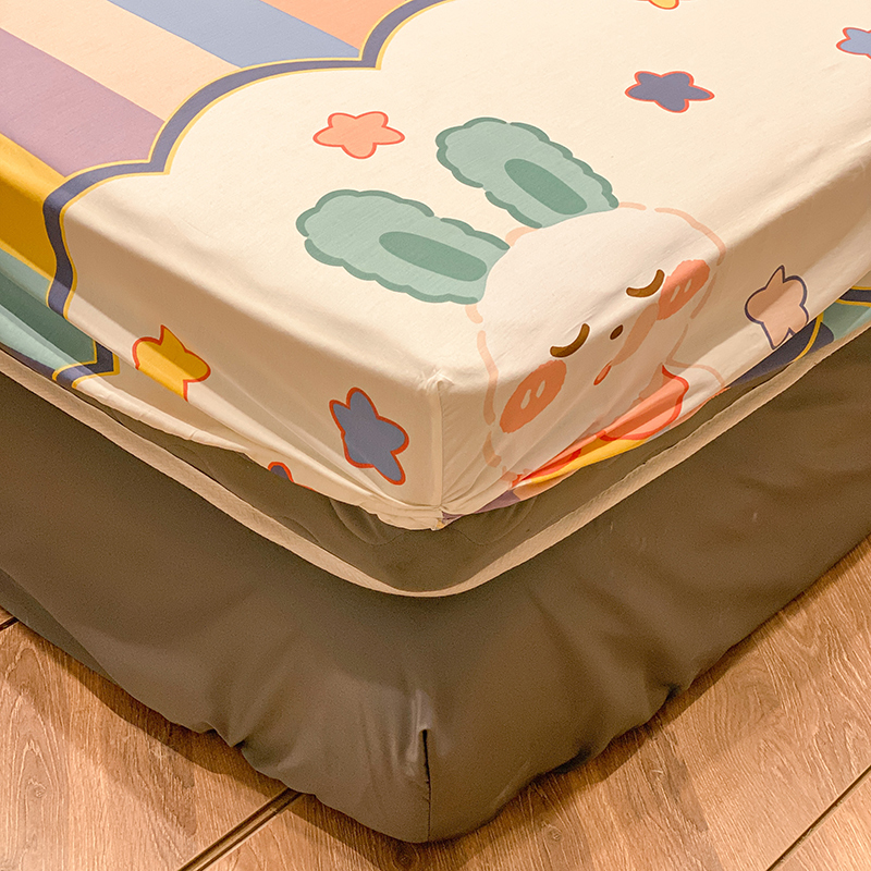 速发纯棉床包单件2021年新款全棉儿童床垫保护套三件套床罩防尘罩