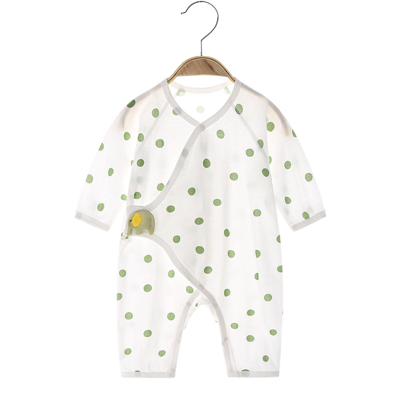 新生儿连体衣夏季薄款初生宝宝长袖睡衣空调服无骨哈衣婴儿和尚服