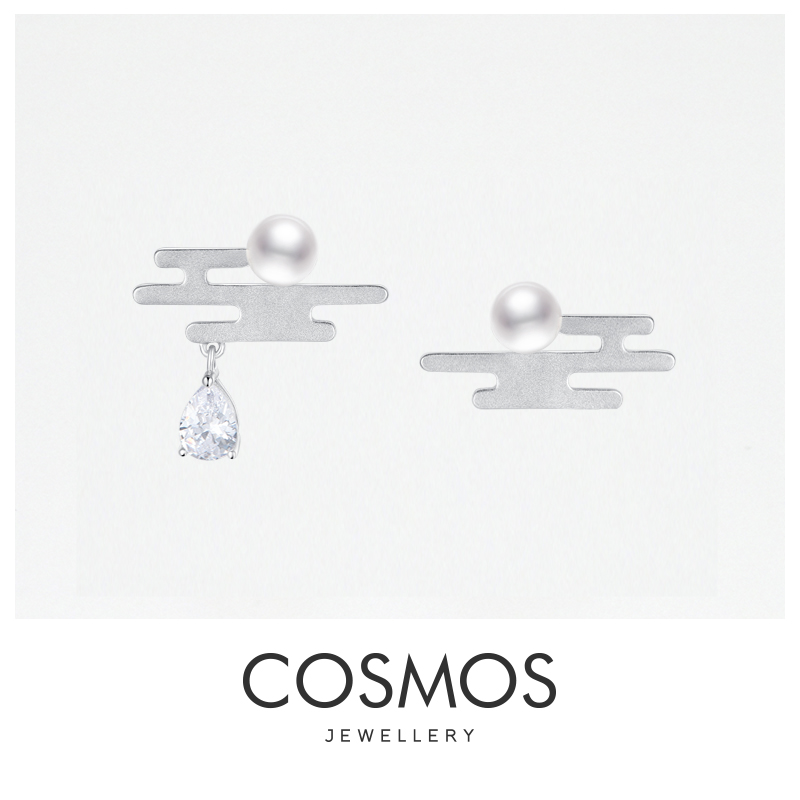 COSMOS 田朴珺同款 珍珠耳钉 国潮纯银耳饰小众原创设计2022新款