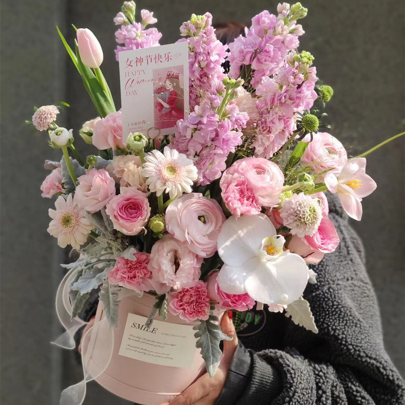 三八节玫瑰韩式鲜花抱抱桶北京同城速递教师节生日礼物送妈妈女友
