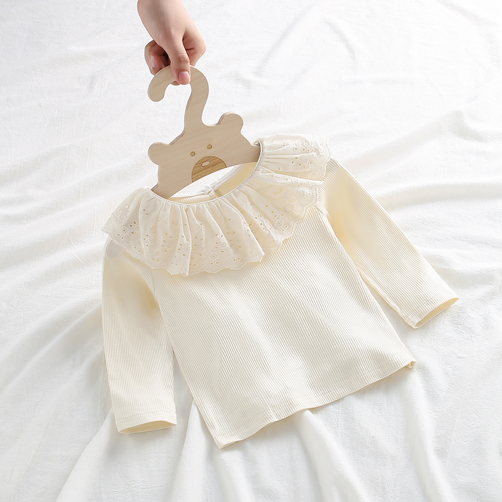 婴儿春秋装打底衫0-3岁女宝宝长袖薄款T恤女童洋气娃娃领圆领上衣