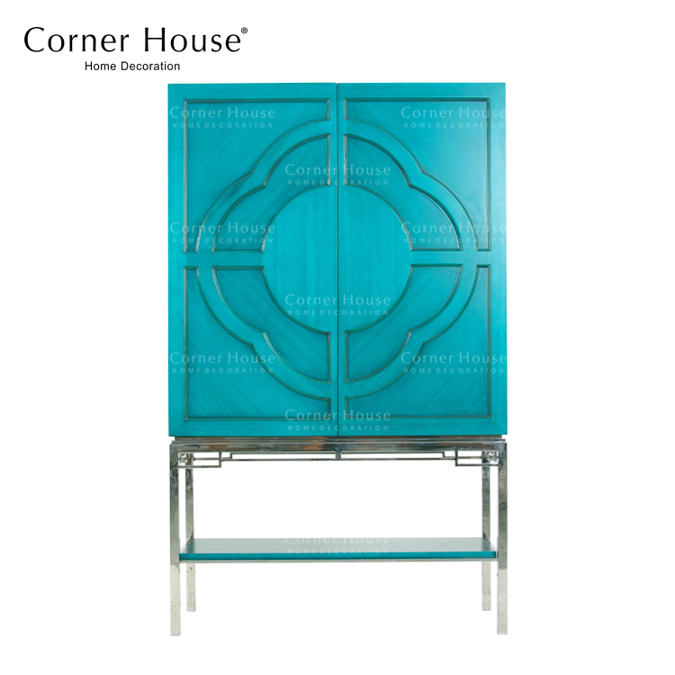 Corner House美式摩登客厅餐厅酒柜装饰柜现代简约实木双门储物柜