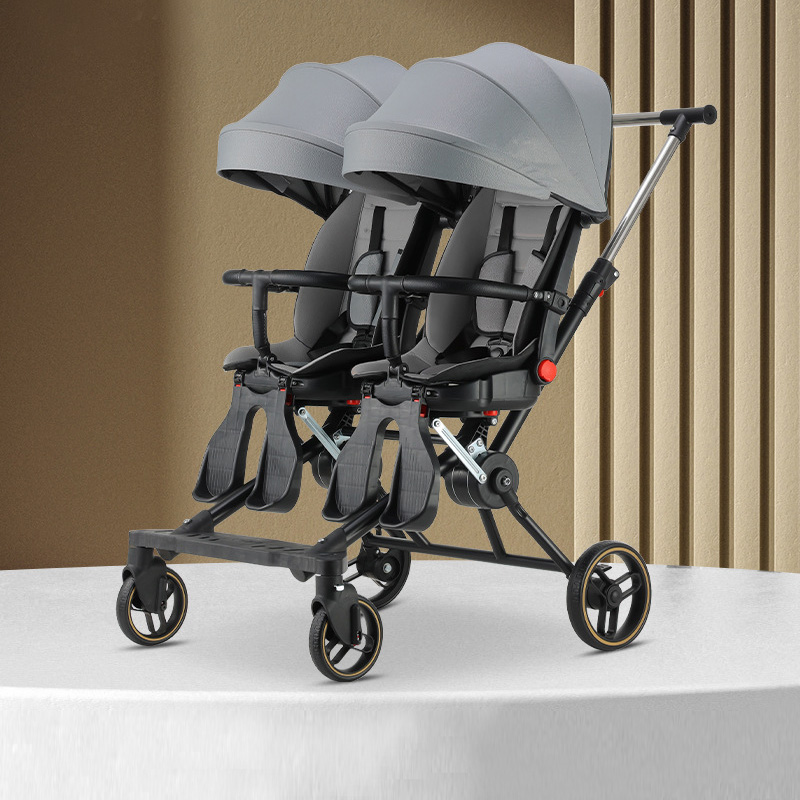 双胞胎遛娃神器可坐可躺婴幼儿双向轻便折叠二胎宝宝高景观手推车