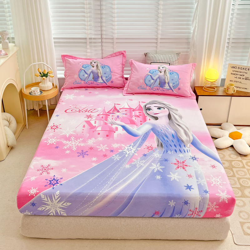 草莓熊儿童床笠床单1.2米纯棉女孩卡通防滑全棉包单件床垫.套罩1.