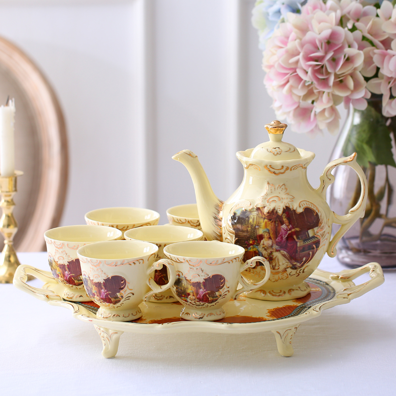 欧式茶具套装带托盘陶瓷英式下午茶咖啡杯套装水杯整套结婚礼物