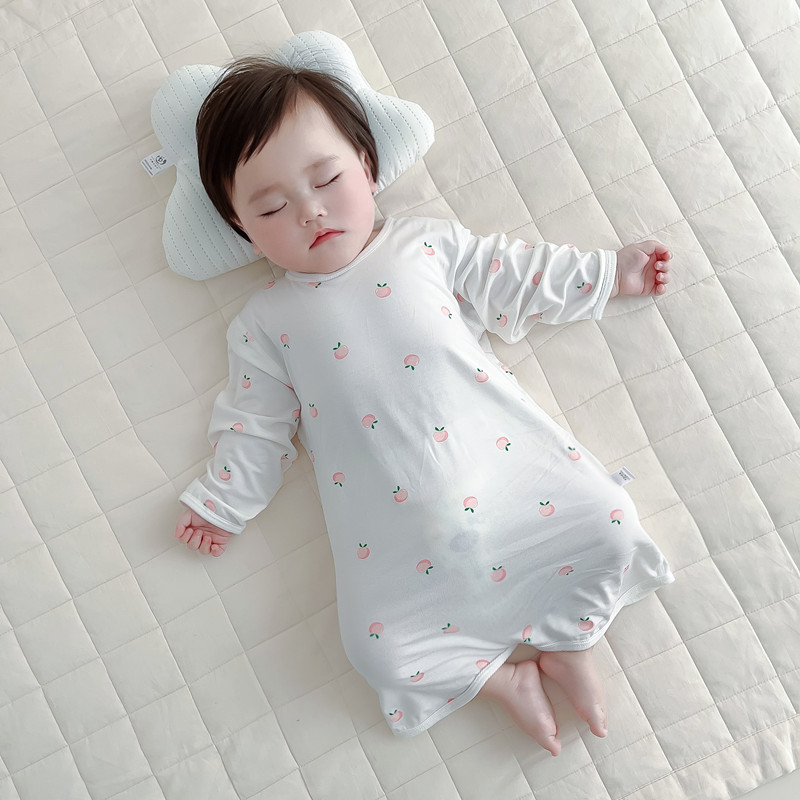 婴儿无骨男女宝宝莫代尔居家睡衣婴幼儿长袖空调服薄款睡袋连体衣